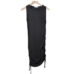 Romwe Black Dress Sleeveless Adjustable String Ruched Sides Size M